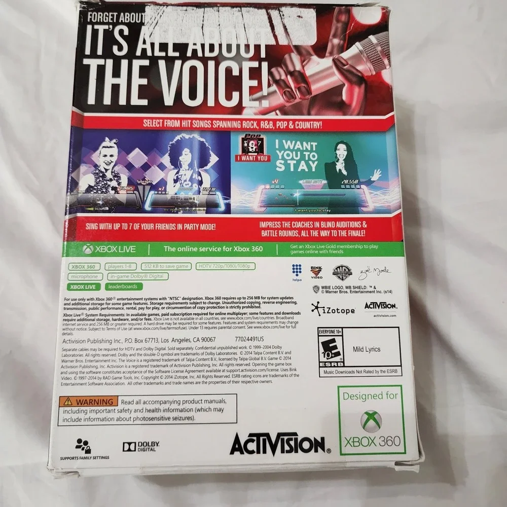 The Voice:‎ I Want You (XBOX 360) Case, Microphone & Disc Free Fast Shipping